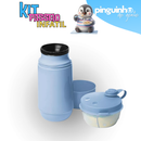 Conjunto Garrafa Térmica Infantil + Pote Dosador Com Divisórias Kit Passeio