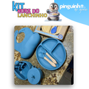 Kit Talheres bebê silicone Peças Talheres Infantil Com Ventosa Canudo Colher Babador Garfo
