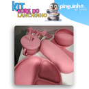 Kit Talheres bebê silicone Peças Talheres Infantil Com Ventosa Canudo Colher Babador Garfo