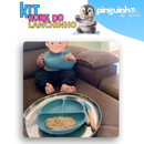 Kit Talheres bebê silicone Peças Talheres Infantil Com Ventosa Canudo Colher Babador Garfo